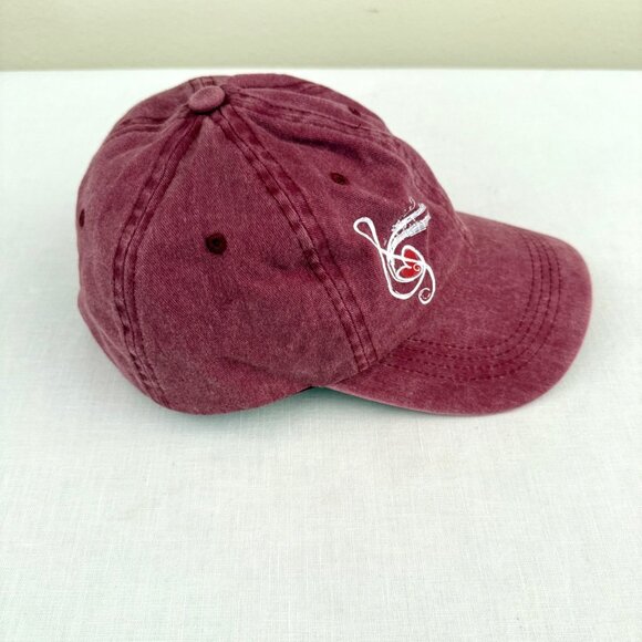 Music Note Baseball Cap Adjustable Treble Clef Heart Hat Burgundy Red - Picture 2 of 10